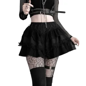 Gothic Lace Patchwork Mini Skirts / Grunge Punk Black Sexy Skirt for Women