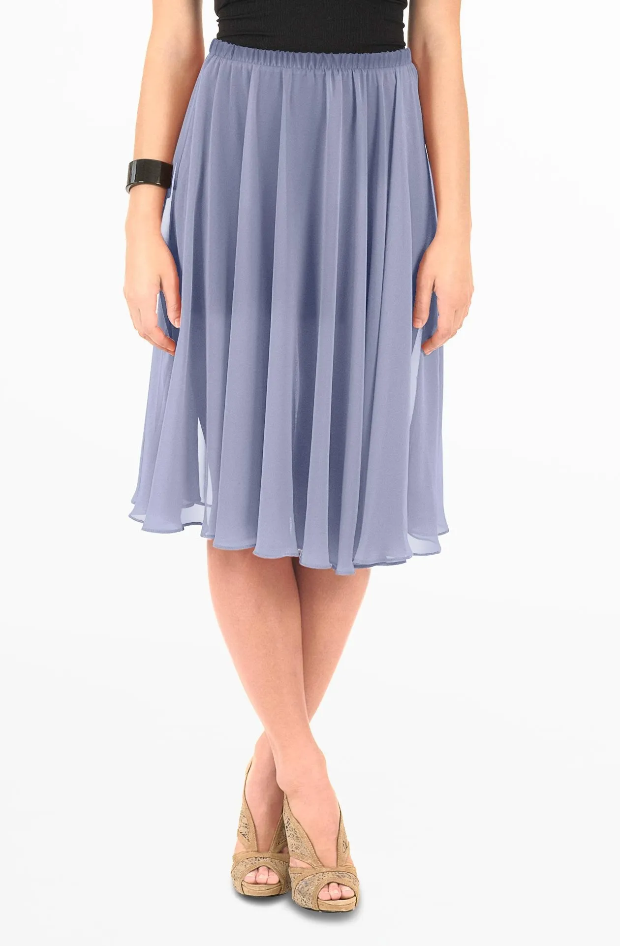 Hana Midi Chiffon Periwinkle Blue / Plus Size - Convertible Women's Everyday Travel Midi Skirts