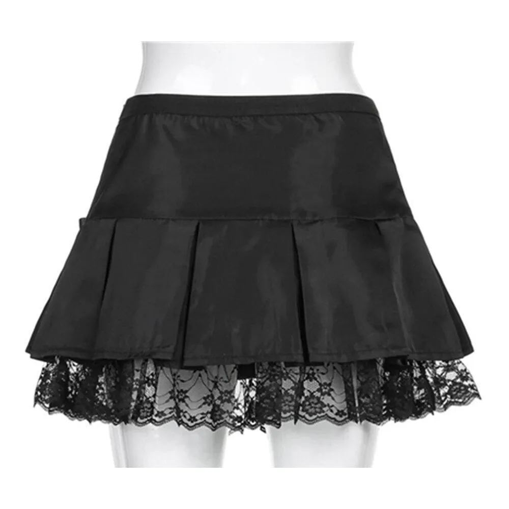 Harajuku Mall Goth Skirt Y2K Fairy Grunge Women High Waist Black Retro Fairycore Punk Mini Skirts