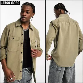 Hugo Boss  |Long Sleeves Plain Cotton Logo Shirts