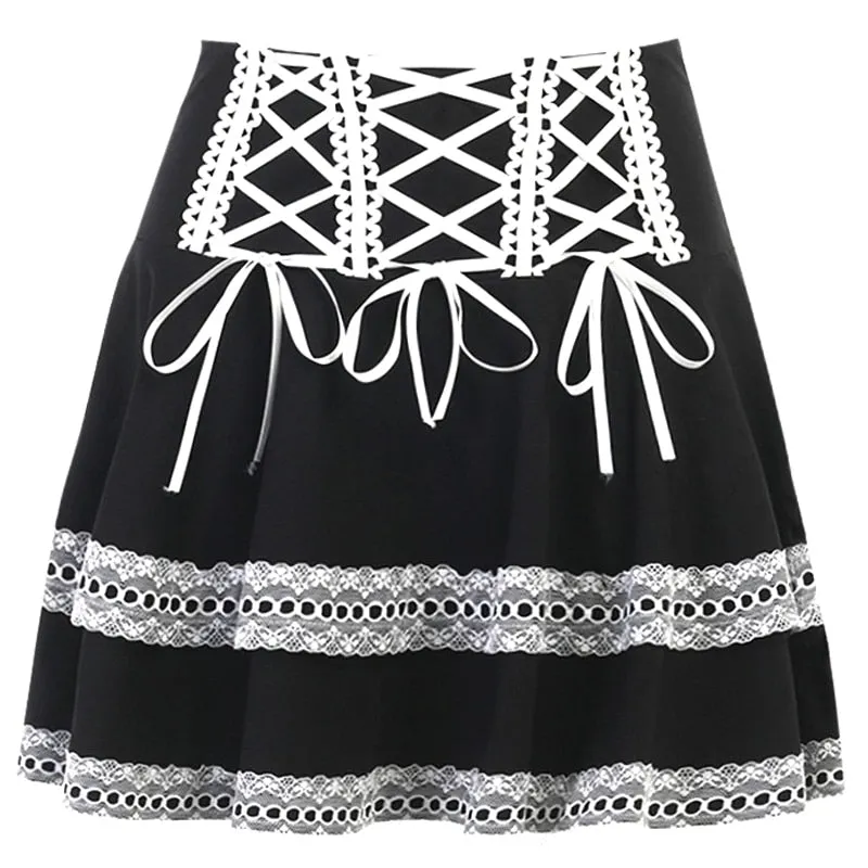 Japanese Harajuku Style Girls Lolita Cake Skirts High Waist Gothic Sweet Y2K  Mini Skirts Ball Gown Kawaii Short Black Skater