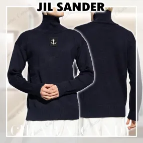 Jil Sander  |Wool Long Sleeves Plain Designers Sweaters