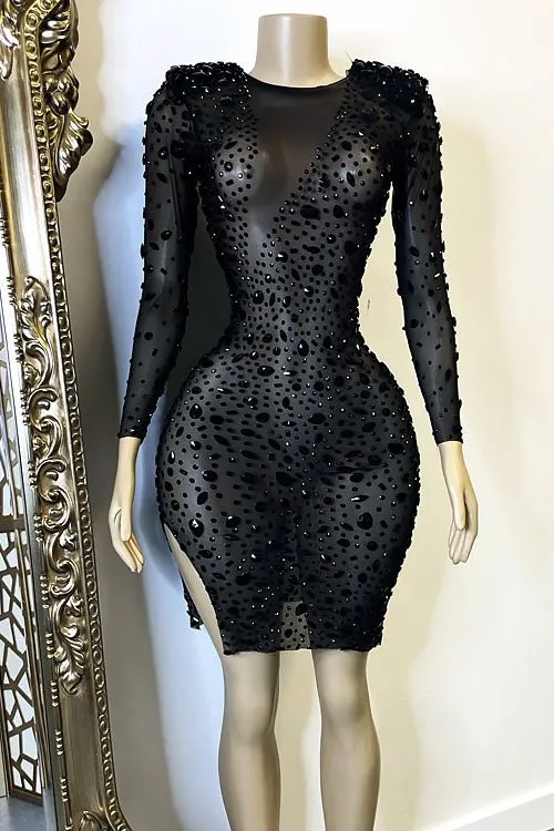 Josephine Black Diamante Dress