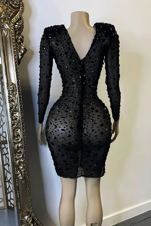 Josephine Black Diamante Dress