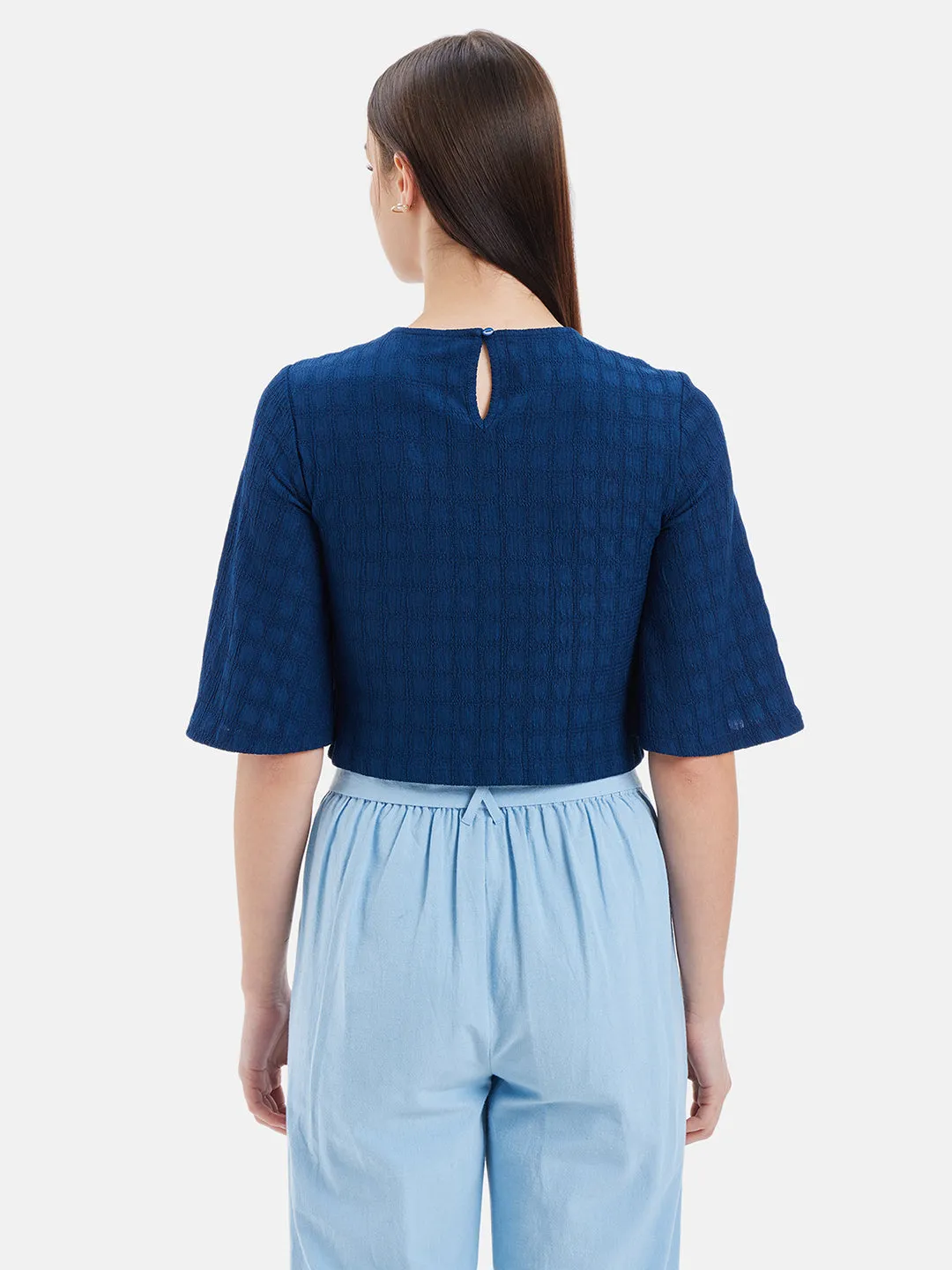 Juno Textured Top With Bell Sleeves