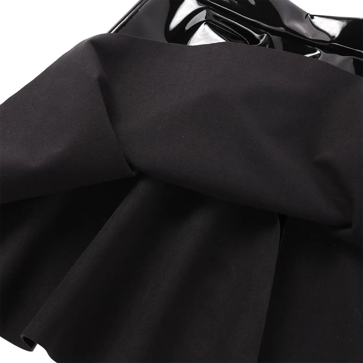 Leather High Waist Flared Pleated A-Line Circle Skirt