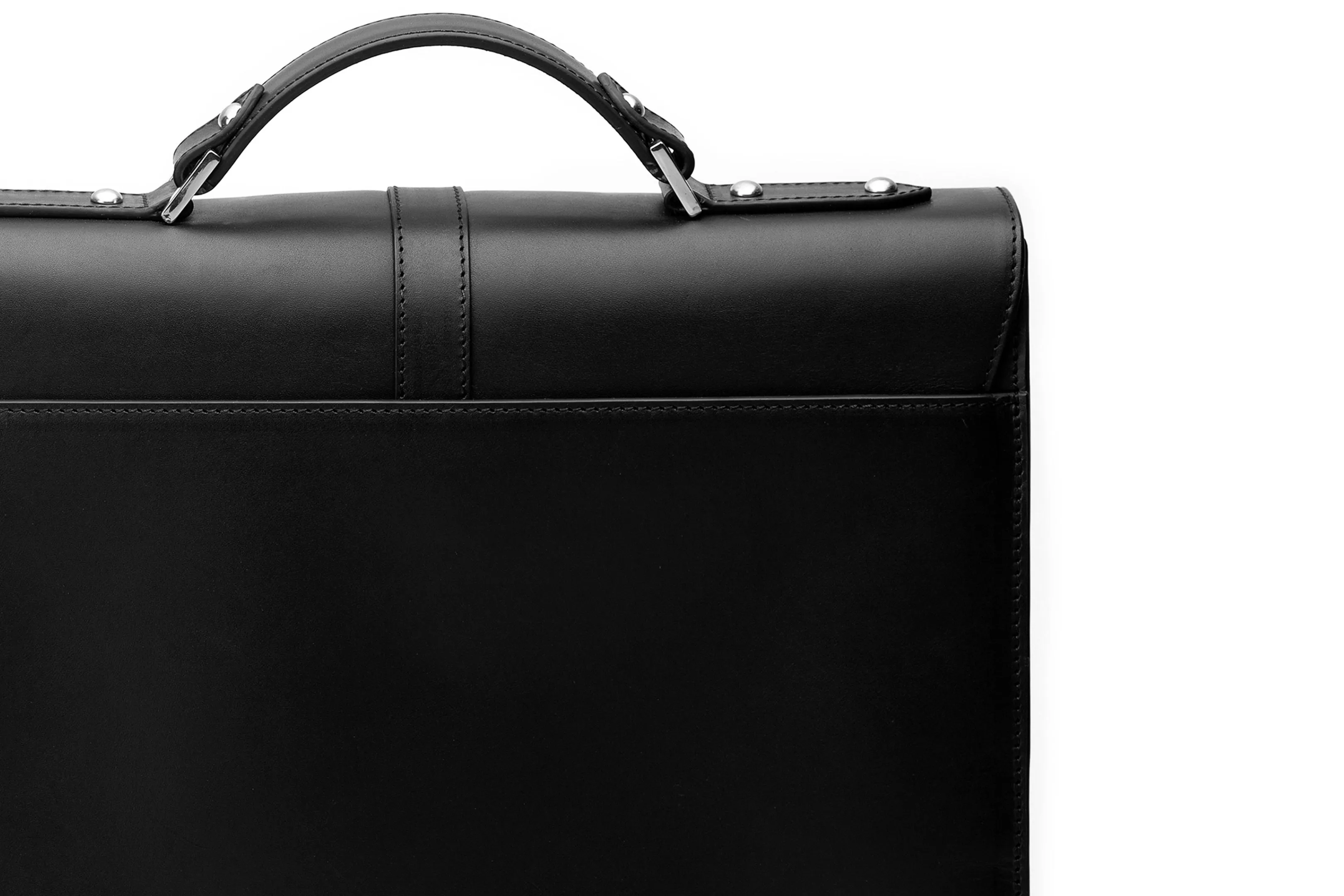 Leather Laptop Briefcase - Black