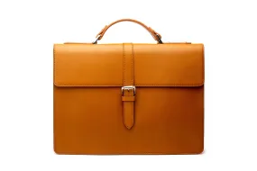 Leather Laptop Briefcase - Tan