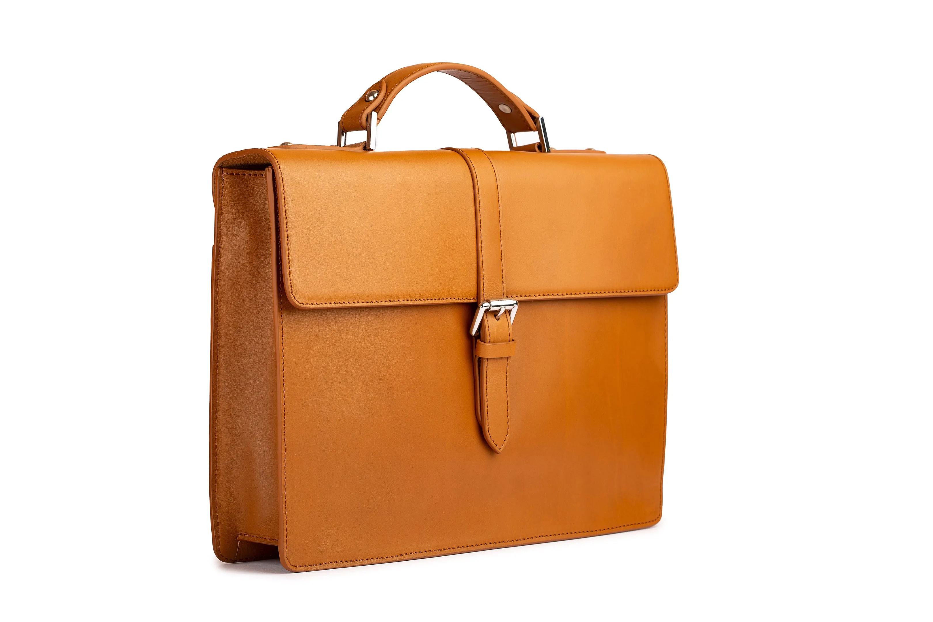 Leather Laptop Briefcase - Tan