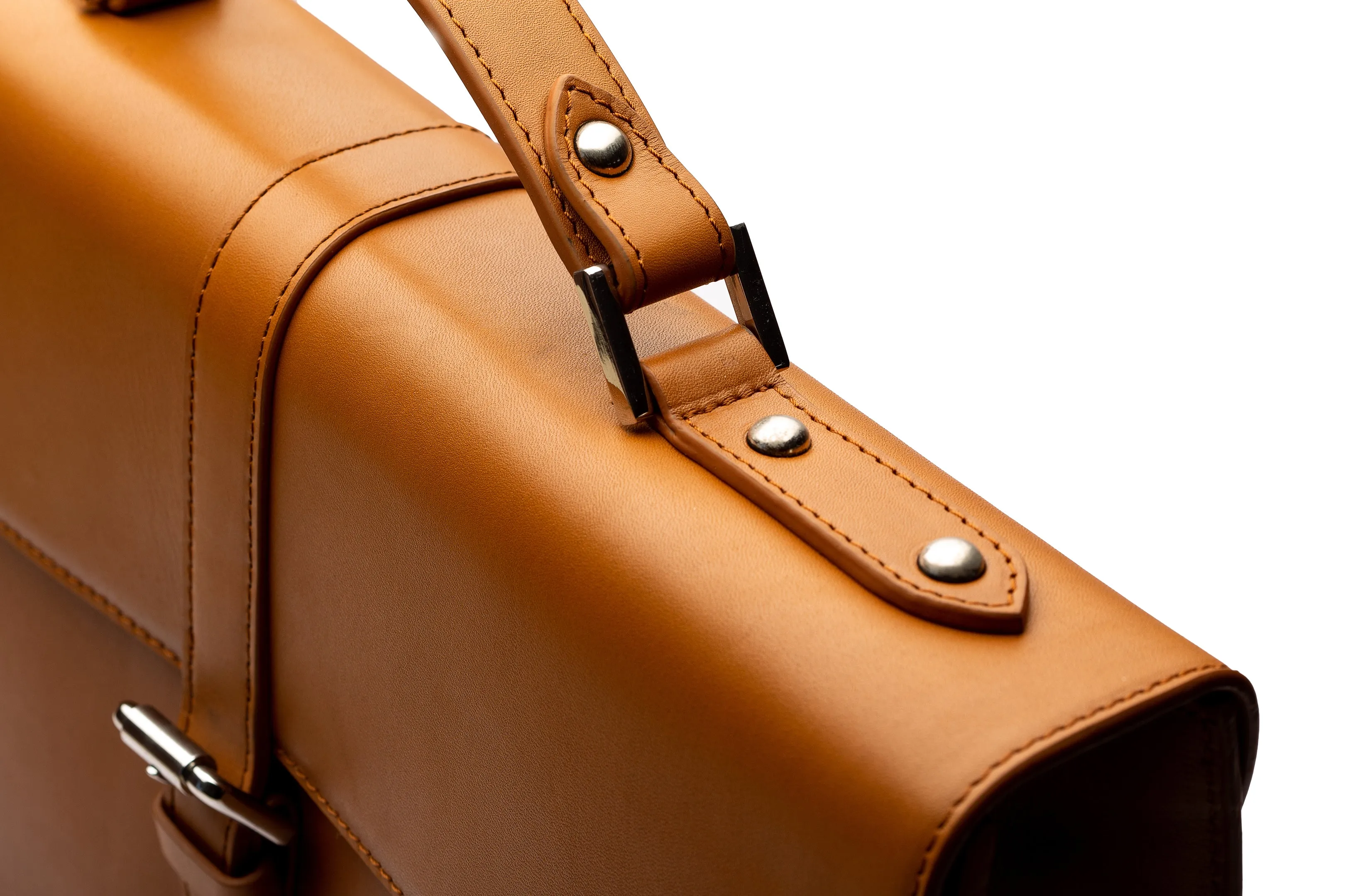 Leather Laptop Briefcase - Tan