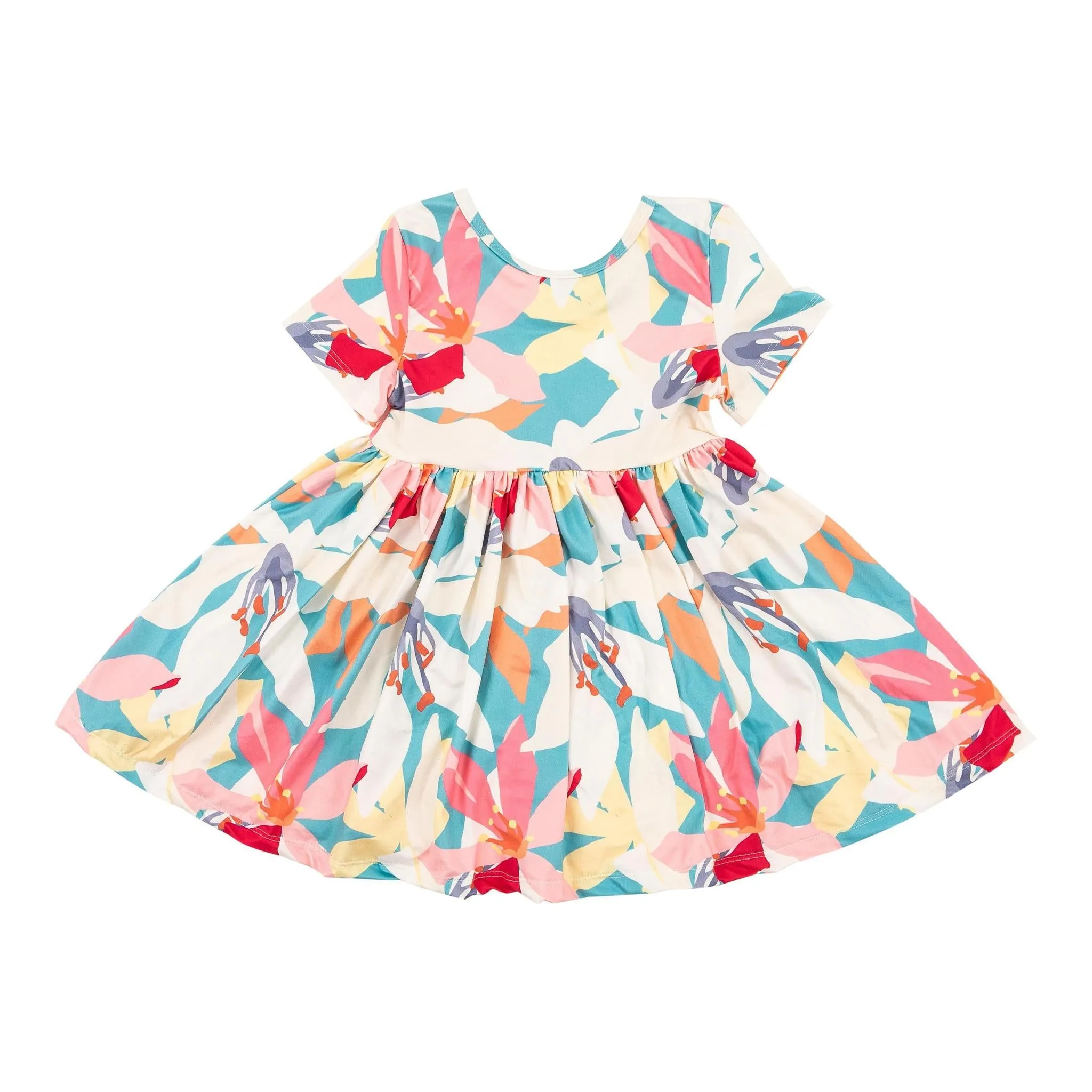 Little Lilies Short Sleeve Ruffle Twirl Dress