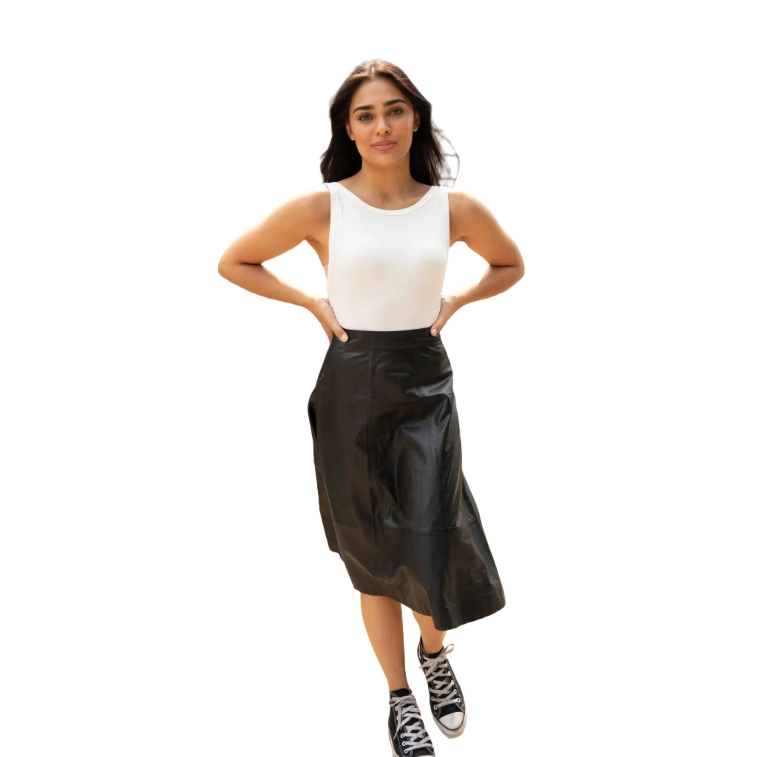 Mauritius Zaza Leather Skirt in Black