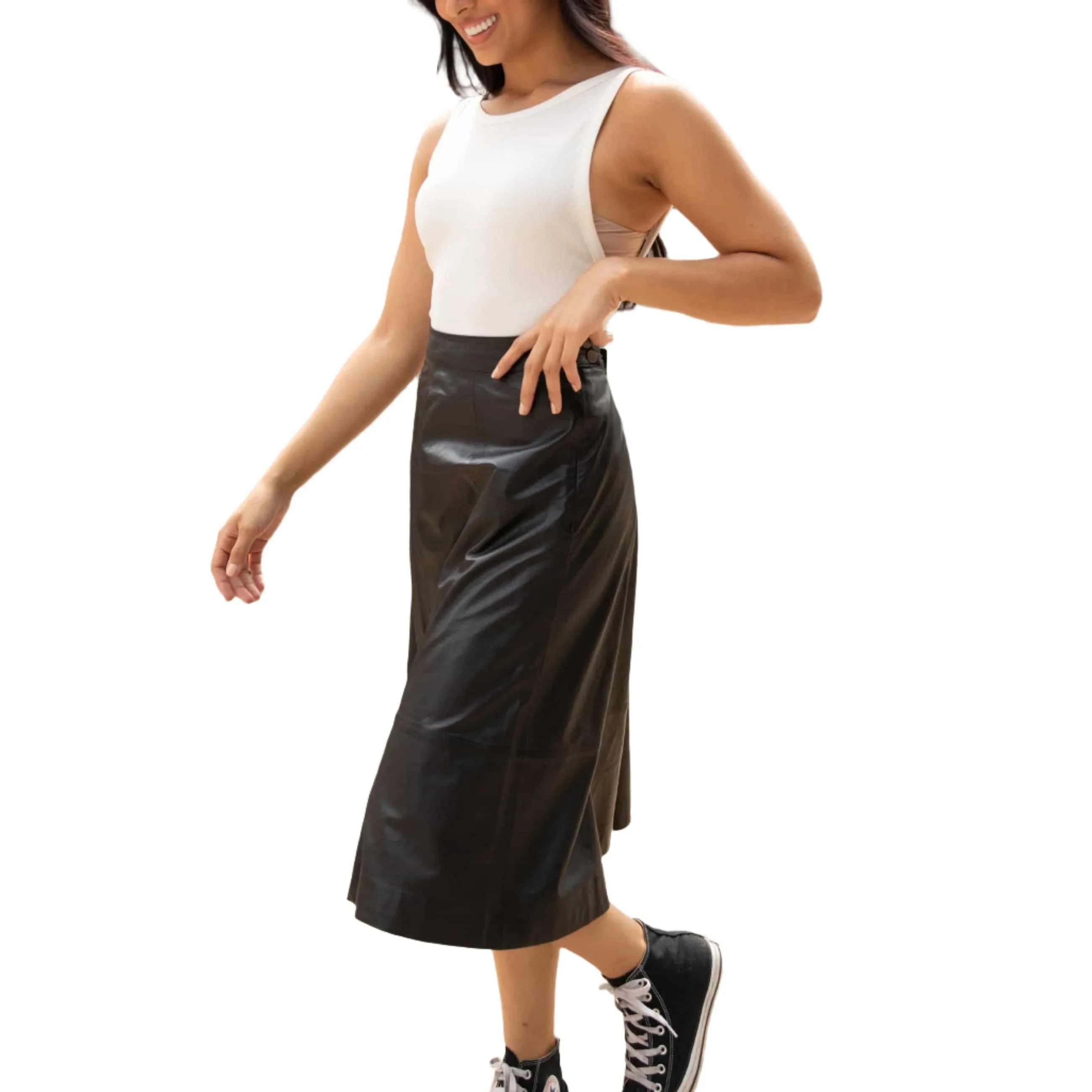 Mauritius Zaza Leather Skirt in Black