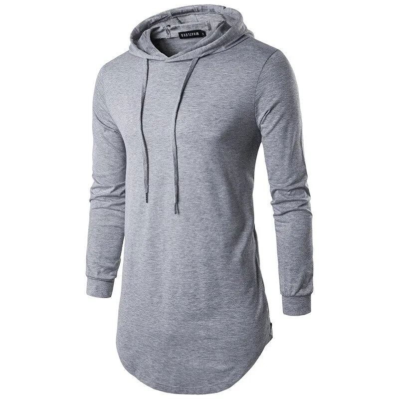 Men's Casual Extend Hem Zipper Hip Hop Streetwear Short Sleeve Hoodie