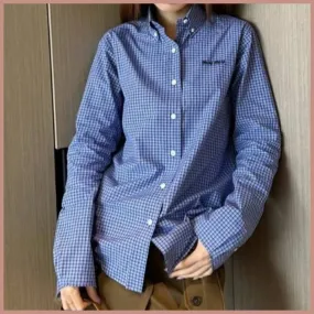 MiuMiu  |Gingham Long Sleeves Cotton Logo Shirts & Blouses