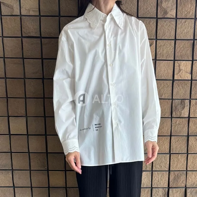 MM6 Maison Margiela  |Long Sleeves Plain Cotton Logo Shirts & Blouses