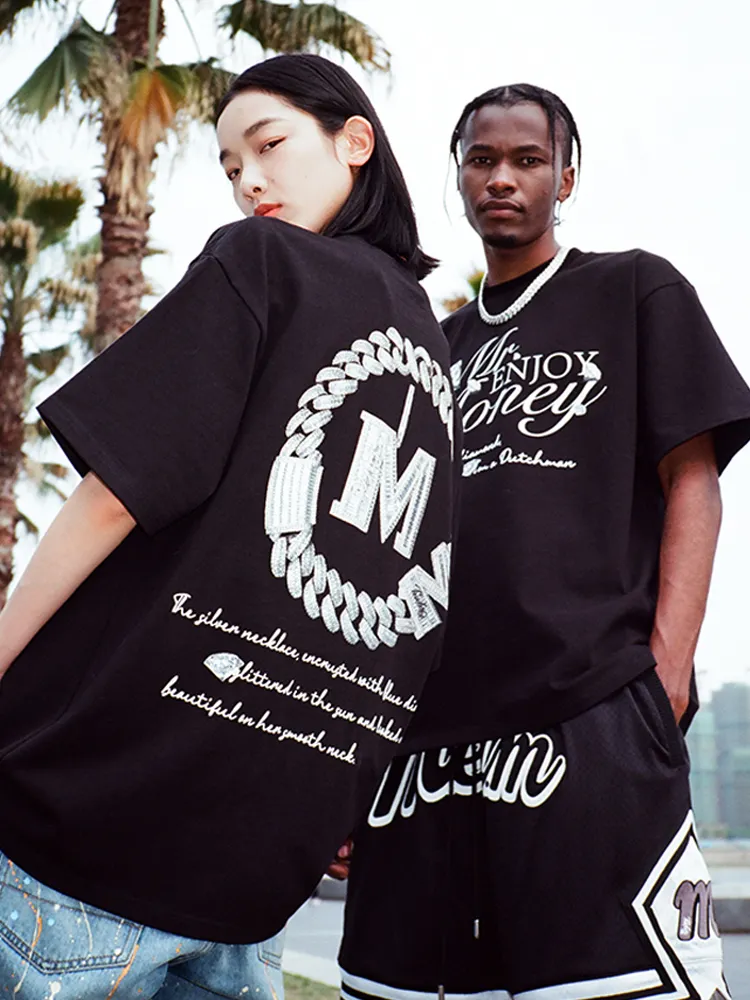 MR. ENJOY DA MONEY  |Unisex Street Style Cotton Short Sleeves Oversized