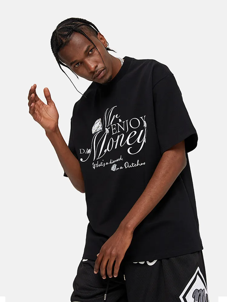 MR. ENJOY DA MONEY  |Unisex Street Style Cotton Short Sleeves Oversized