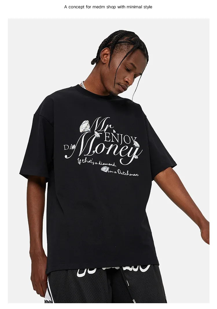 MR. ENJOY DA MONEY  |Unisex Street Style Cotton Short Sleeves Oversized