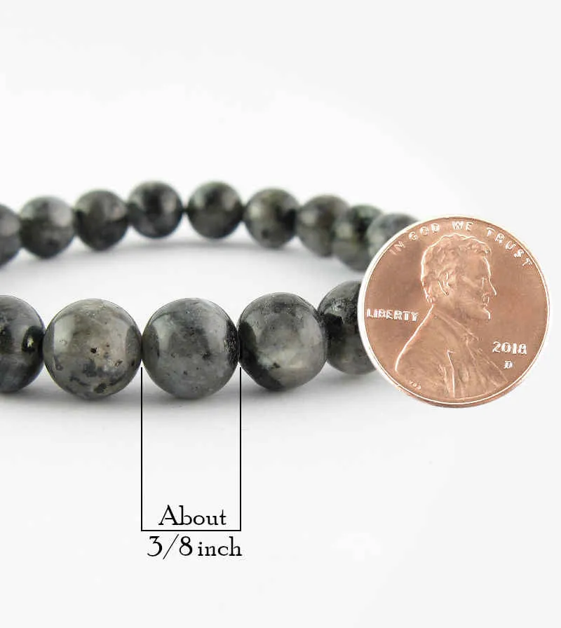 Natural Black Labradorite Beaded Stretch Bracelet