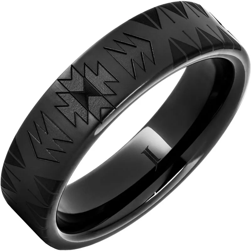 Navajo Blanket Pattern Black Diamond Ceramic Ring