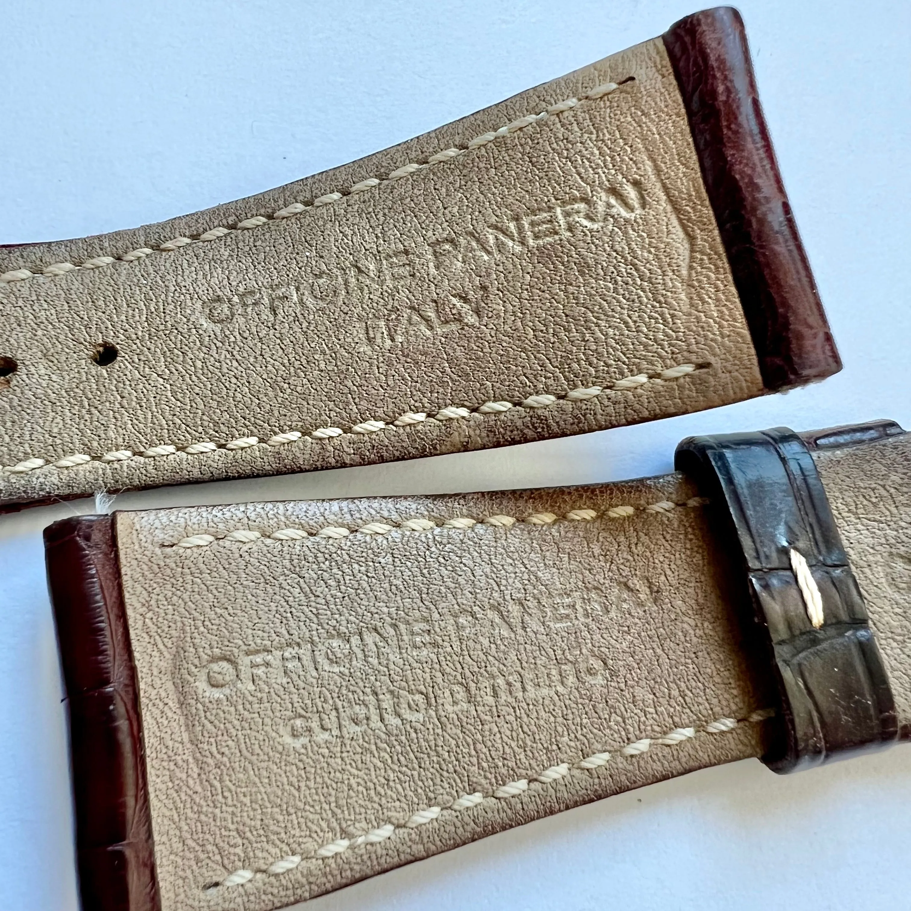 OFFICINE PANERAI 26/20mm Brown Crocodile Skin Strap Band