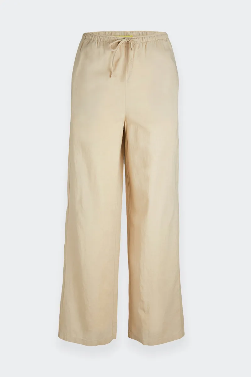 PANTALONI PALAZZO MISTO LINO BEIGE