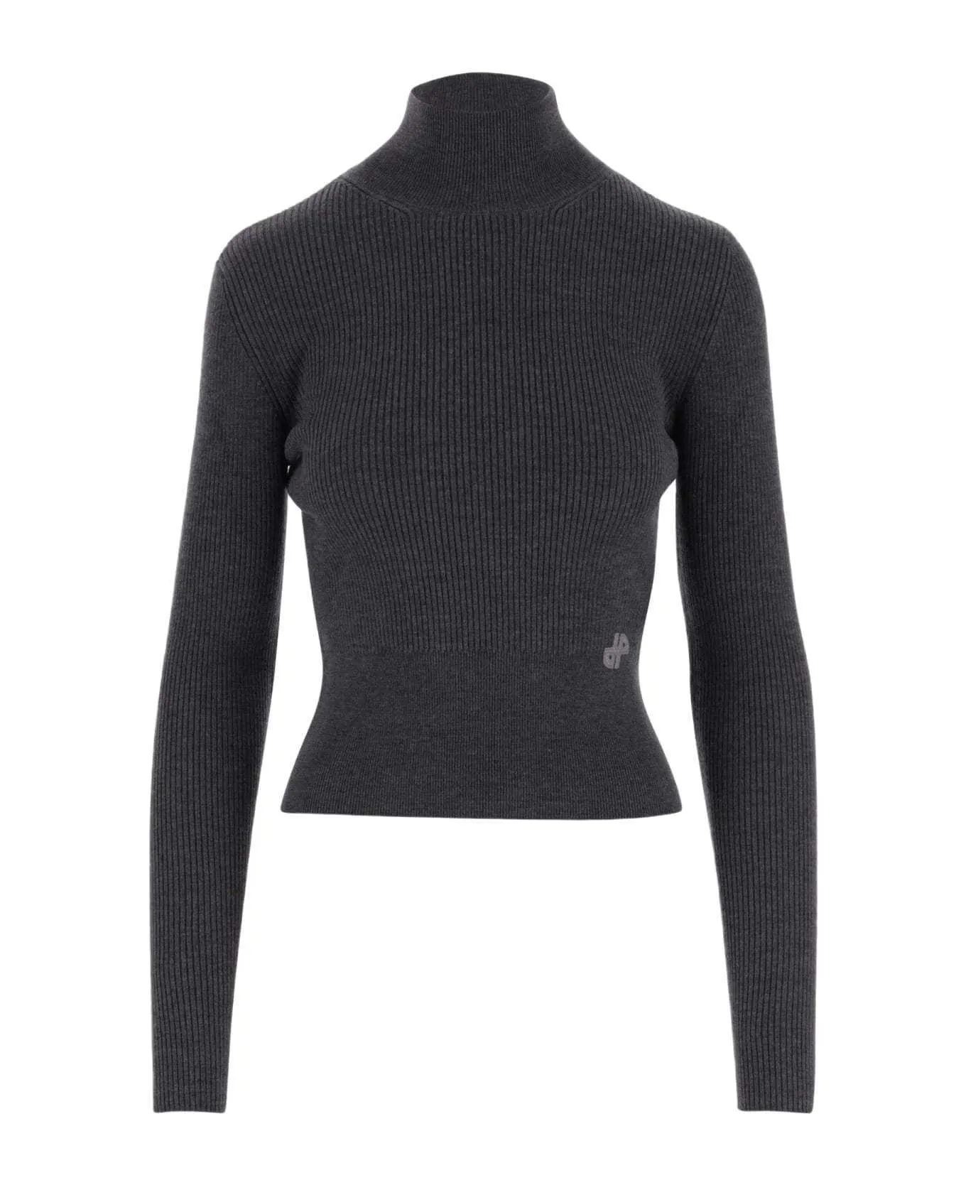 PATOU  |Wool Rib Long Sleeves Plain High-Neck Logo