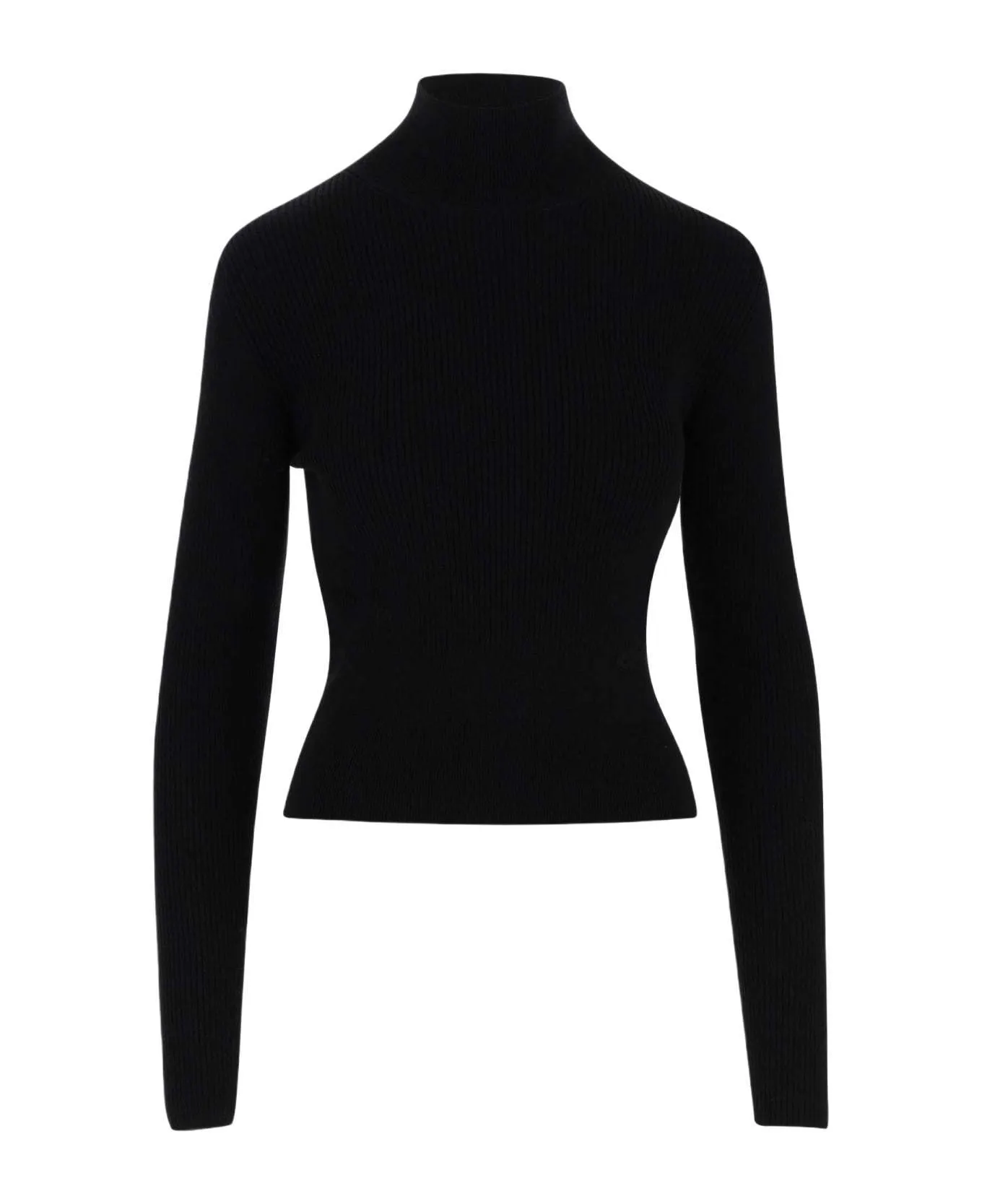 PATOU  |Wool Rib Long Sleeves Plain High-Neck Logo