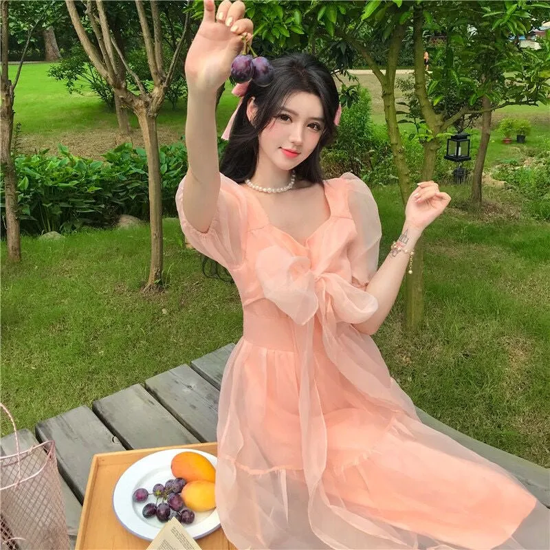 Peach Blush Kawaii Princess Chiffon Dress