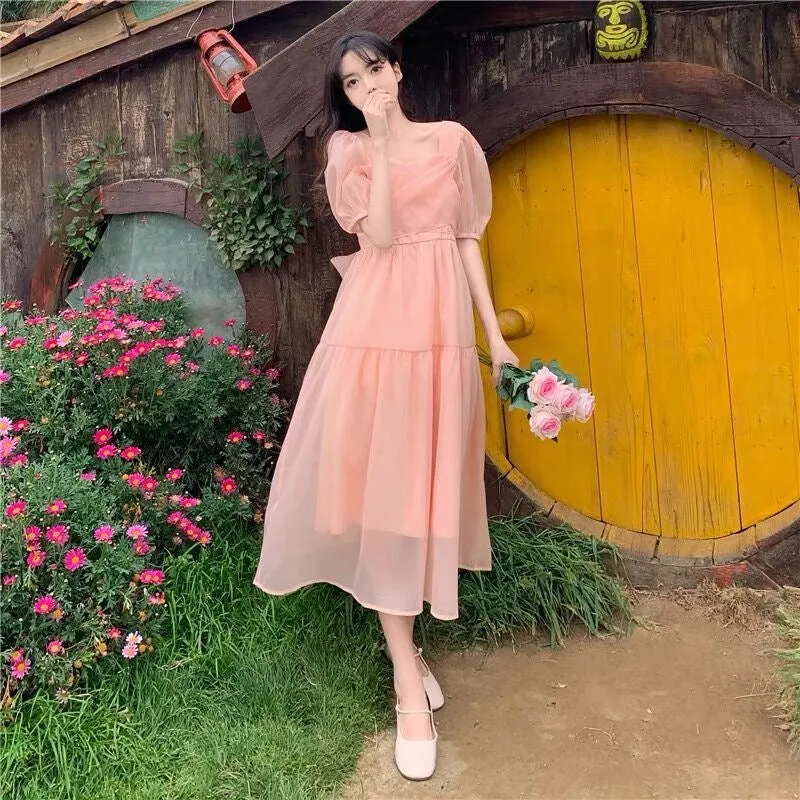 Peach Blush Kawaii Princess Chiffon Dress