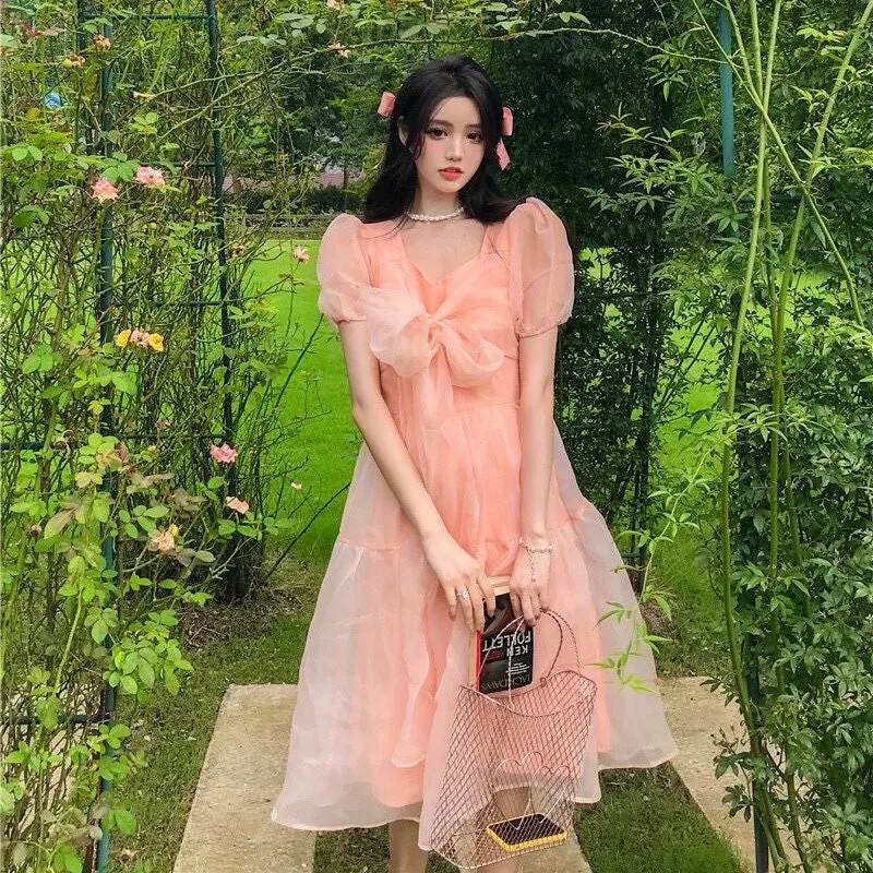 Peach Blush Kawaii Princess Chiffon Dress