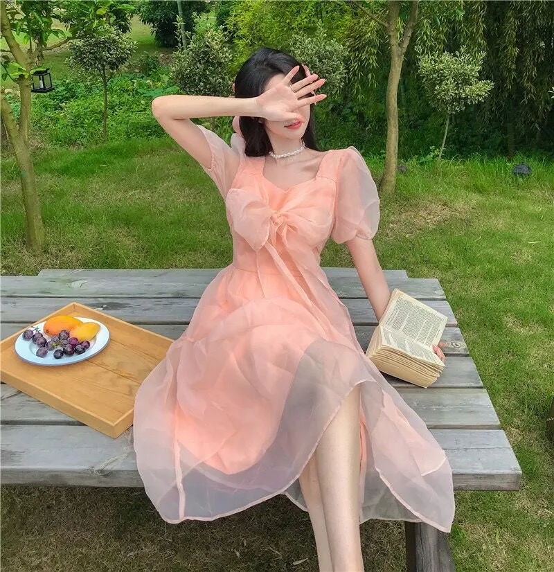 Peach Blush Kawaii Princess Chiffon Dress