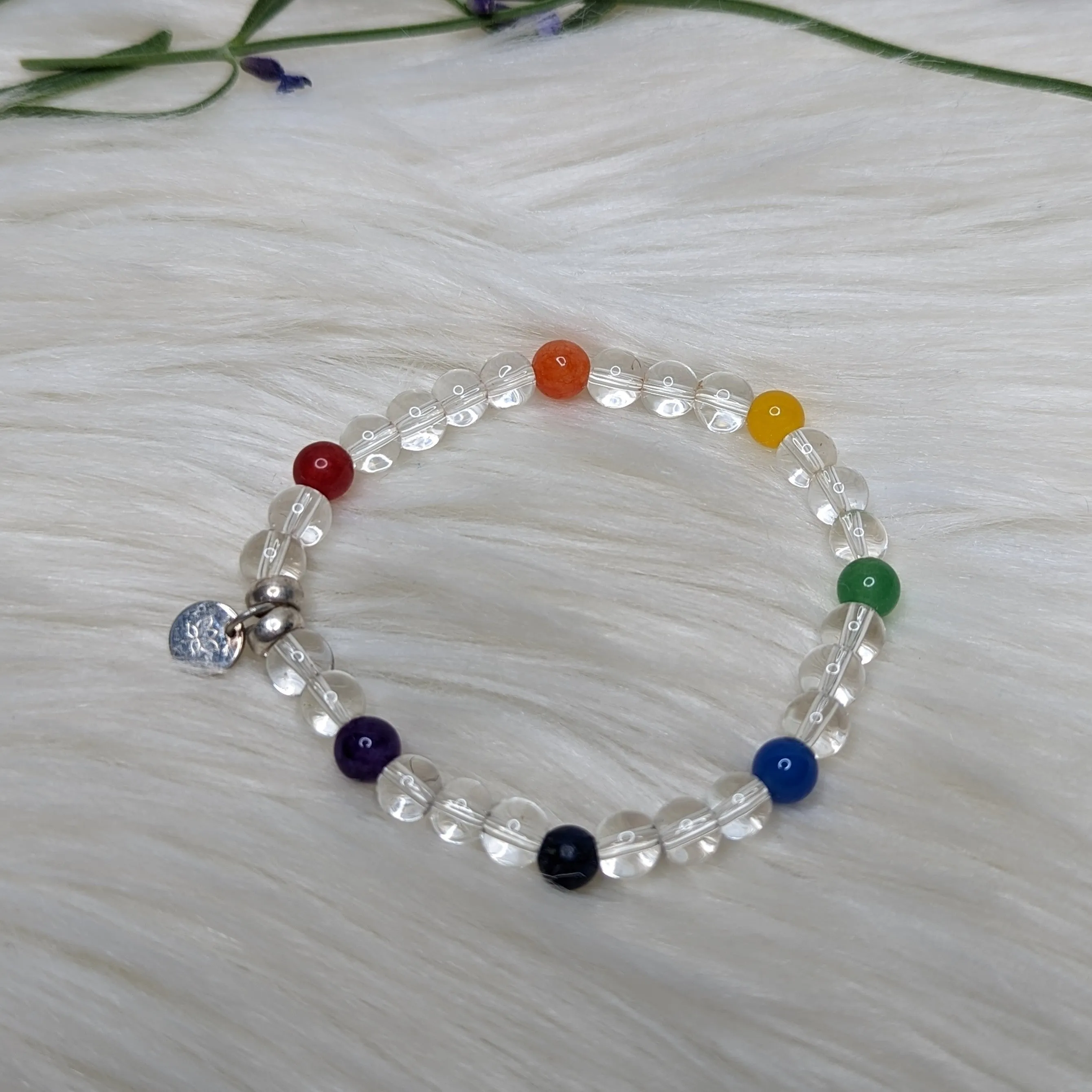 Powerful Balancing Combo! Chakra Clear Quartz Bead Bracelet