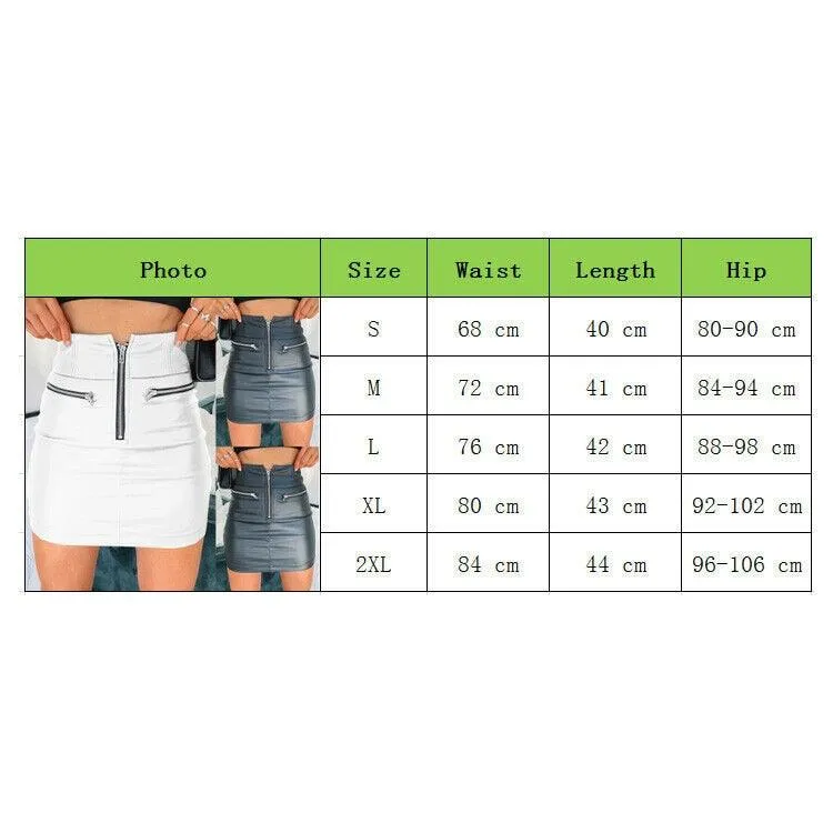 PU Leather Zipper High Waist Pencil Skirt