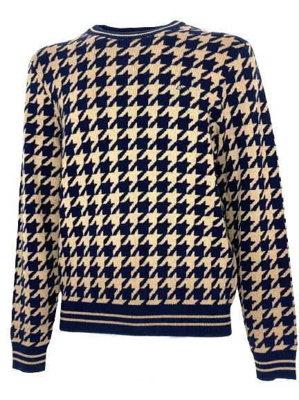 PULLOVER UOMO PIED DE POULE BEIGE/BLU