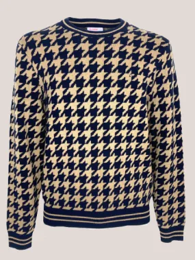 PULLOVER UOMO PIED DE POULE BEIGE/BLU