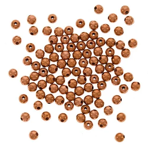 Real Copper Small Uniform Round Beads 3 mm (100 pcs)