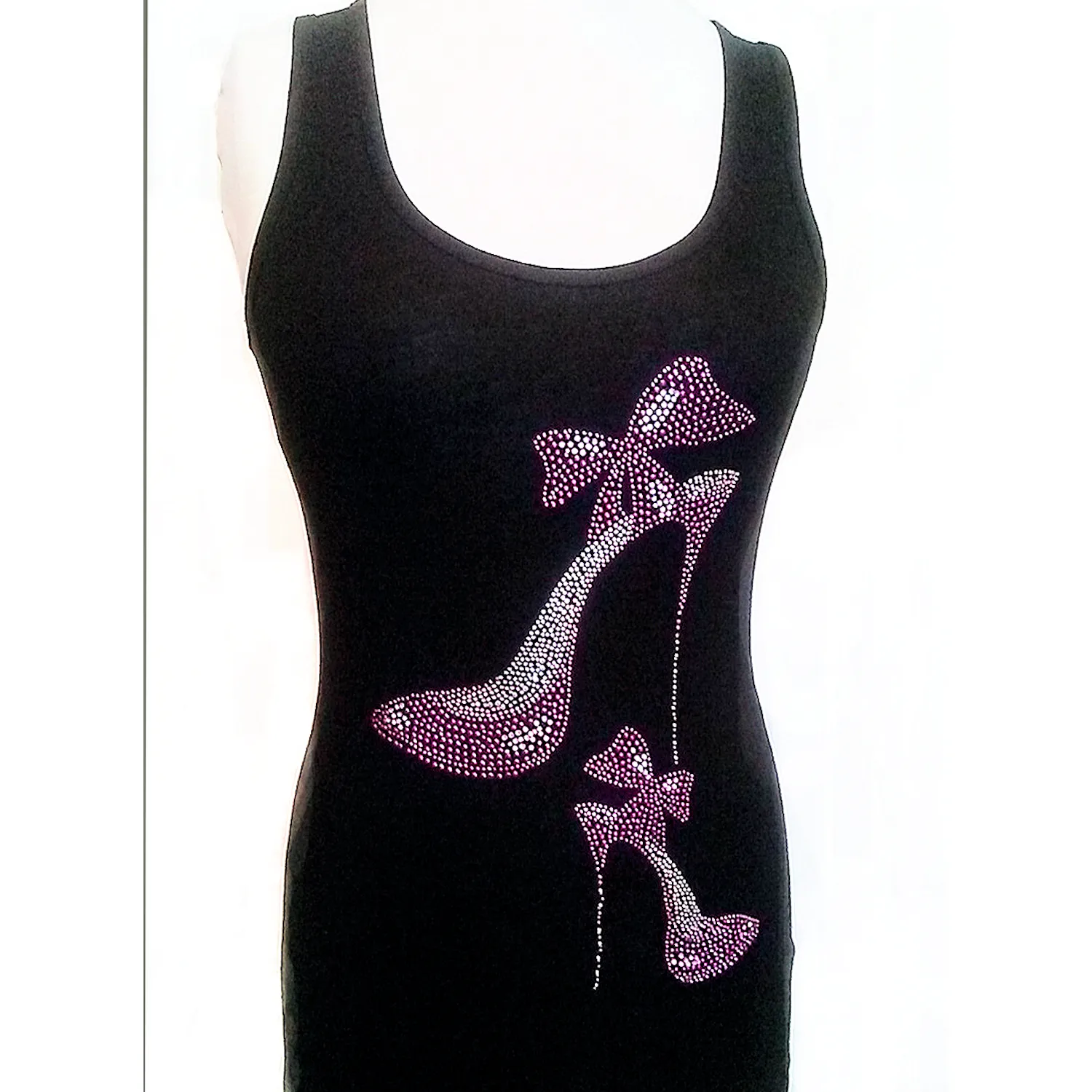 Rhinestone Bow Stiletto Tank Top