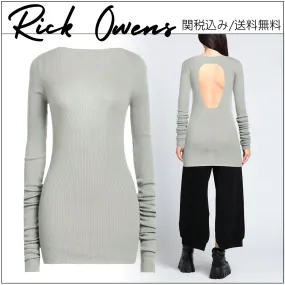 RICK OWENS  |Wool Long Sleeves Plain V-neck & Crew neck