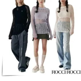 rocci rocci  |Casual Style Street Style U-Neck Long Sleeves Cotton