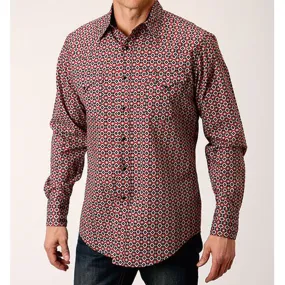 Roper Men's Red Diamond Print Shirt