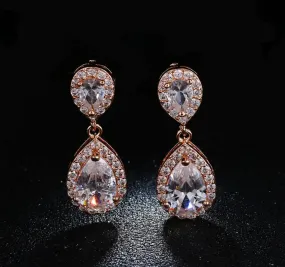 Rose Gold Drop Diamond Earrings