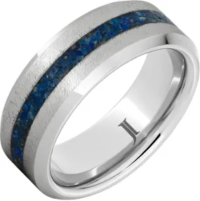 Serinium Ring with Lapis Lazuli Inlay and Grain Finish