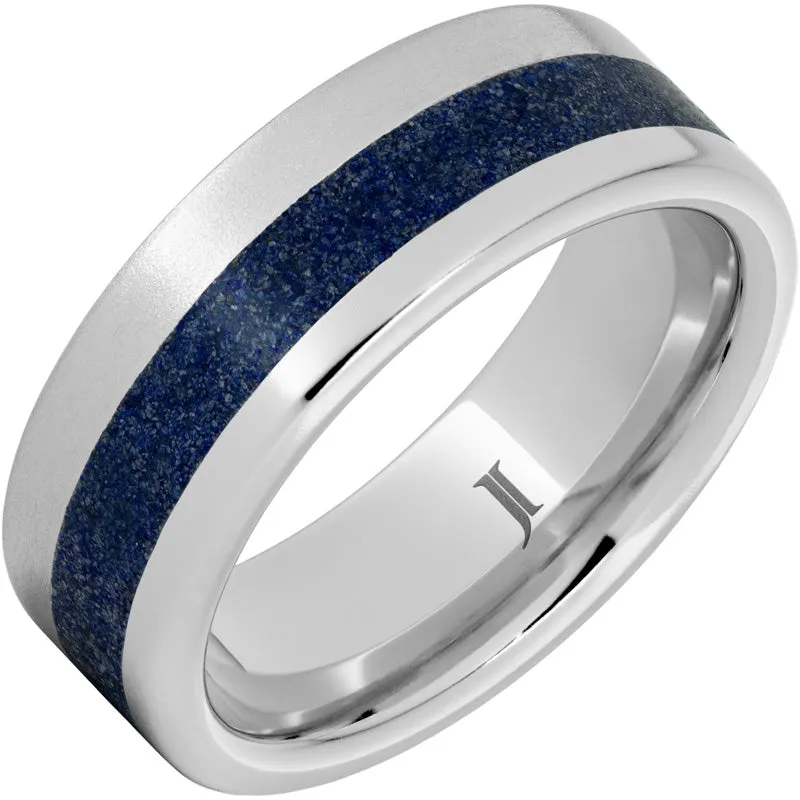 Serinium Ring with Lapis Lazuli Inlay and Stone Finish