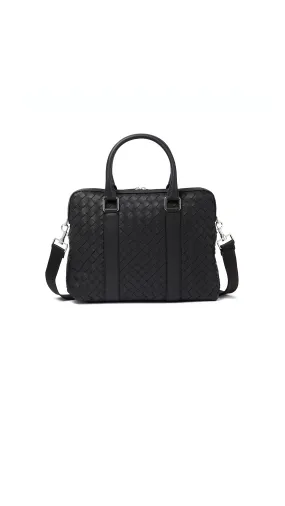 Slim Intrecciato Briefcase - Black