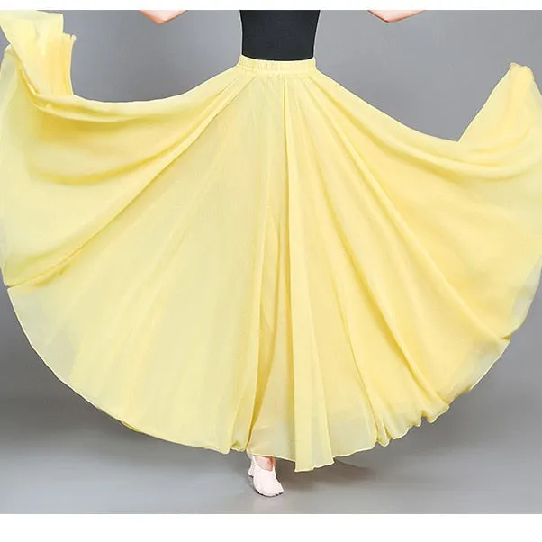 Spring 3 Layer Chiffon Long Women Elegant Casual High Waist Boho Beach Maxi Skirts