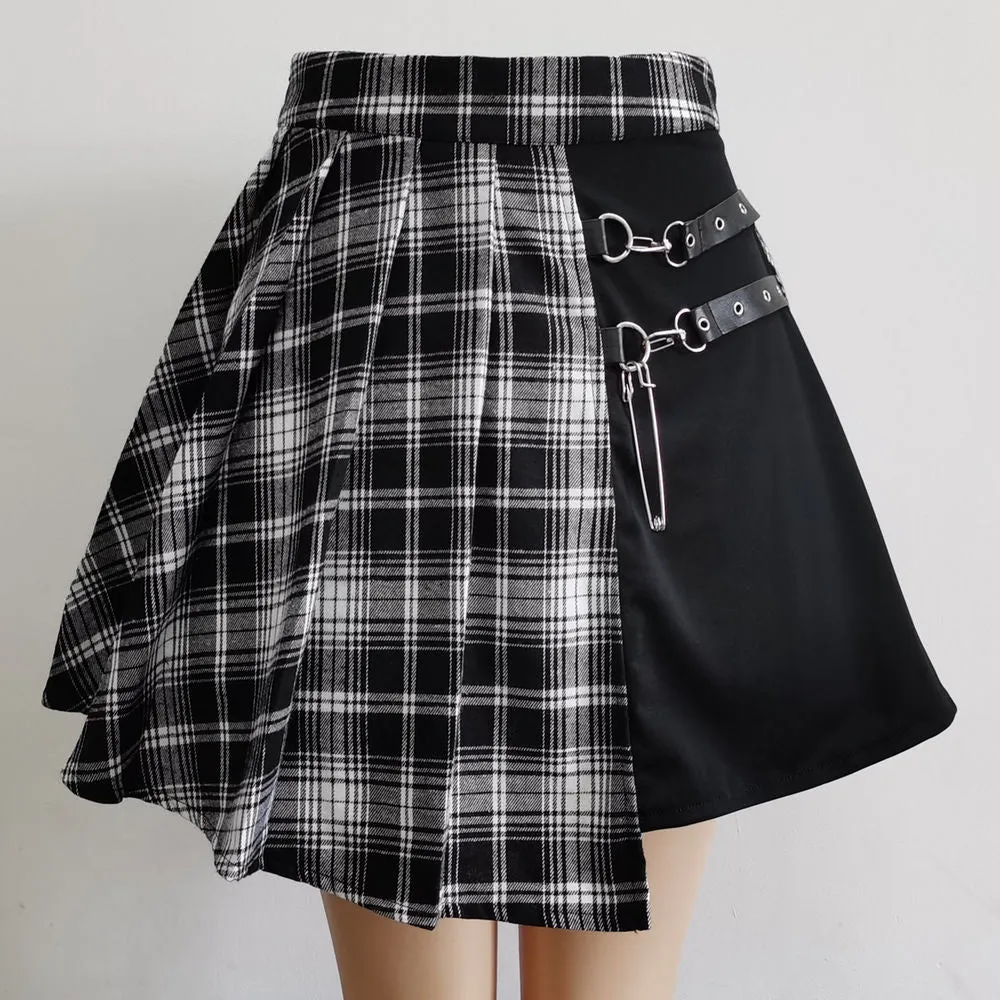 Summer Plaid Pleated Women Mini Skirts Harajuku Female Empire Casual Japanese Kawaii Punk Skirts Student Uniform Sailor Skater