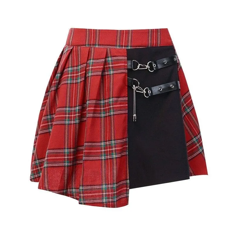 Summer Plaid Pleated Women Mini Skirts Harajuku Female Empire Casual Japanese Kawaii Punk Skirts Student Uniform Sailor Skater