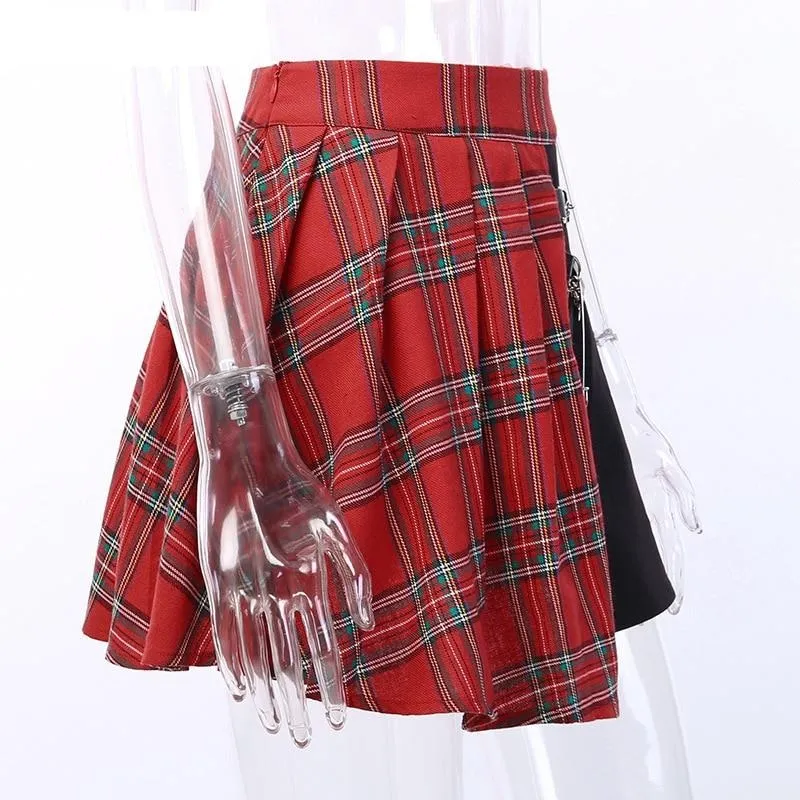 Summer Plaid Pleated Women Mini Skirts Harajuku Female Empire Casual Japanese Kawaii Punk Skirts Student Uniform Sailor Skater